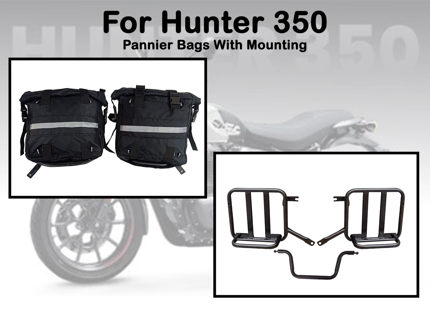 For Royal Enfield Hunter 350 Canvas Pannier Bags & Mounting D13