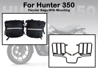 For Royal Enfield Hunter 350 Canvas Pannier Bags & Mounting D13
