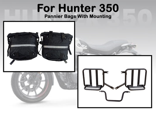 For Royal Enfield Hunter 350 Canvas Pannier Bags & Mounting D13