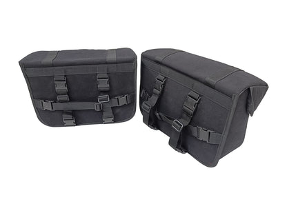 For Royal Enfield Hunter 350 Canvas Pannier Bags & Mounting Black Color D14