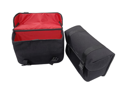 For Royal Enfield Hunter 350 Canvas Pannier Bags & Mounting Black Color D14