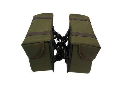 For Royal Enfield Hunter 350 Canvas Pannier Bags & Mounting Olive Color D15