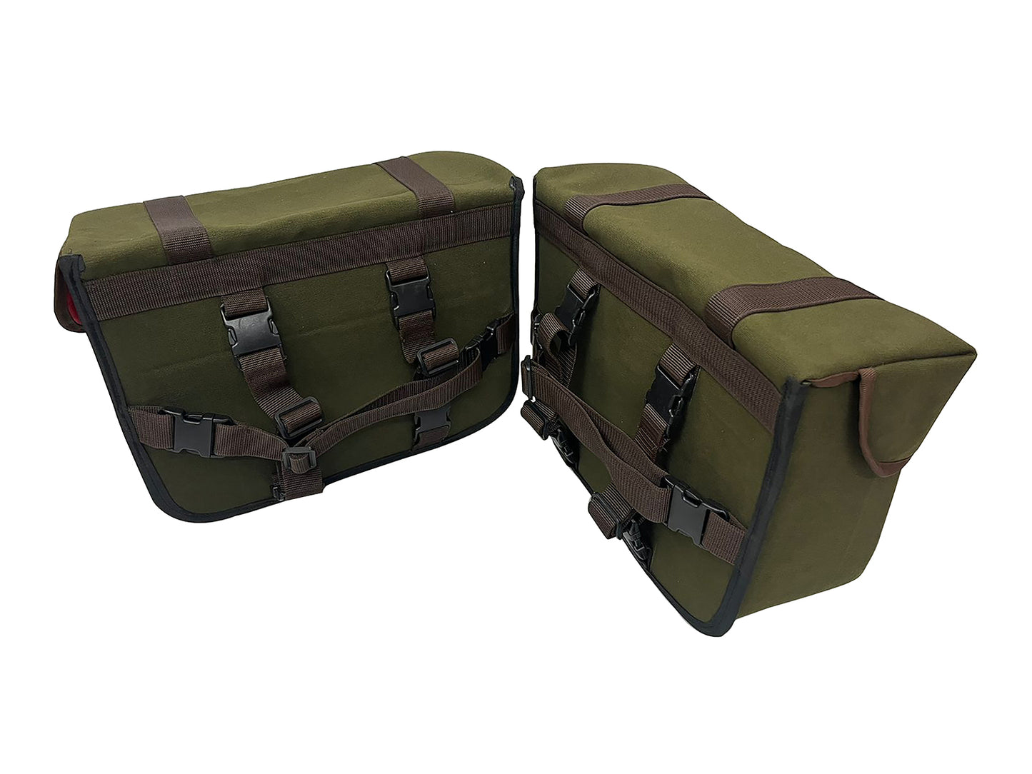 For Royal Enfield Hunter 350 Canvas Pannier Bags & Mounting Olive Color D15