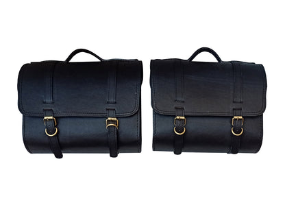 For Royal Enfield Hunter 350 Genuine Leather Pannier Bags & Mounting D17