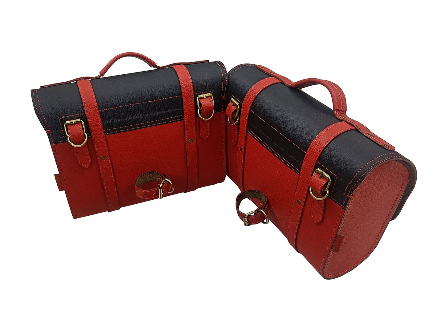 For Royal Enfield Hunter 350 Genuine Leather Pannier Bags & Mounting D19