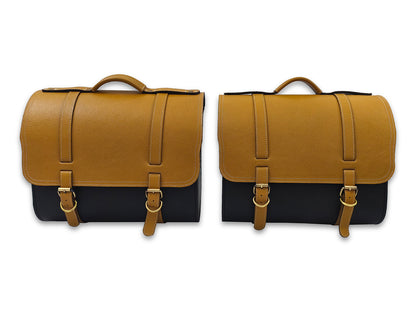 For Royal Enfield Hunter 350 Genuine Leather Pannier Bags & Mounting D20