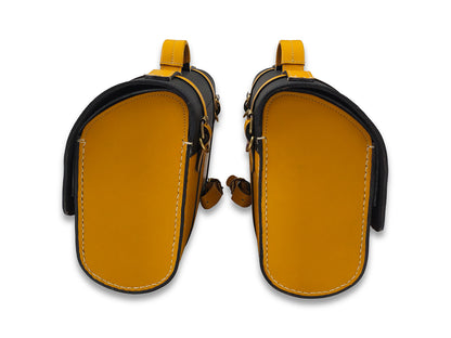 For Royal Enfield Hunter 350 Genuine Leather Pannier Bags & Mounting D21