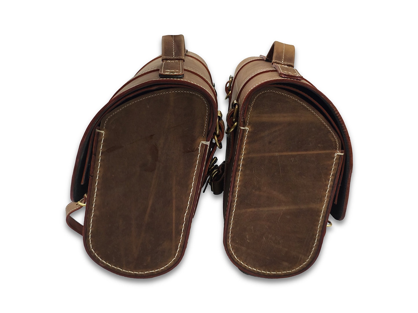 For Royal Enfield Hunter 350 Genuine Leather Pannier Bags & Mounting D22