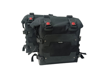 For Royal Enfield Hunter 350 Canvas Pannier Bags & Mounting Black D23