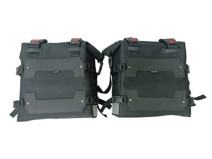 For Royal Enfield Hunter 350 Canvas Pannier Bags & Mounting Black D23