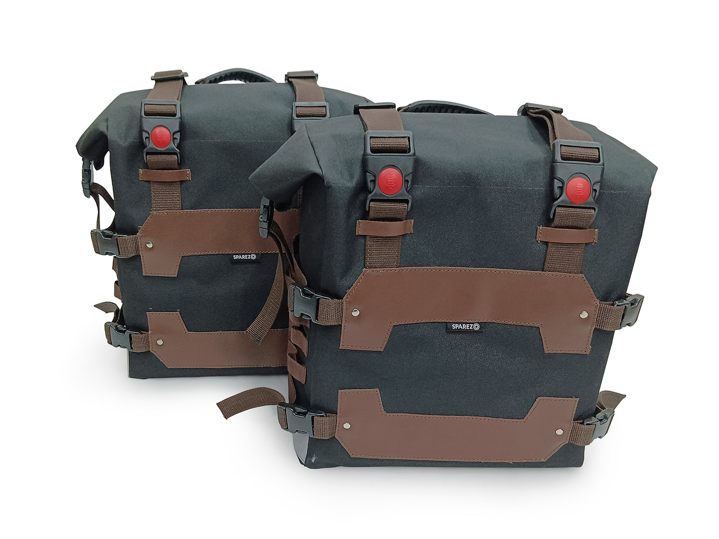 For Royal Enfield Hunter 350 Canvas Pannier Bags & Mounting Black & Brown D24