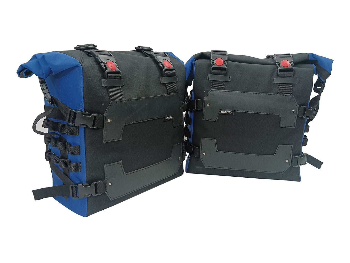 For Royal Enfield Hunter 350 Canvas Pannier Bags & Mounting Black & Blue D25