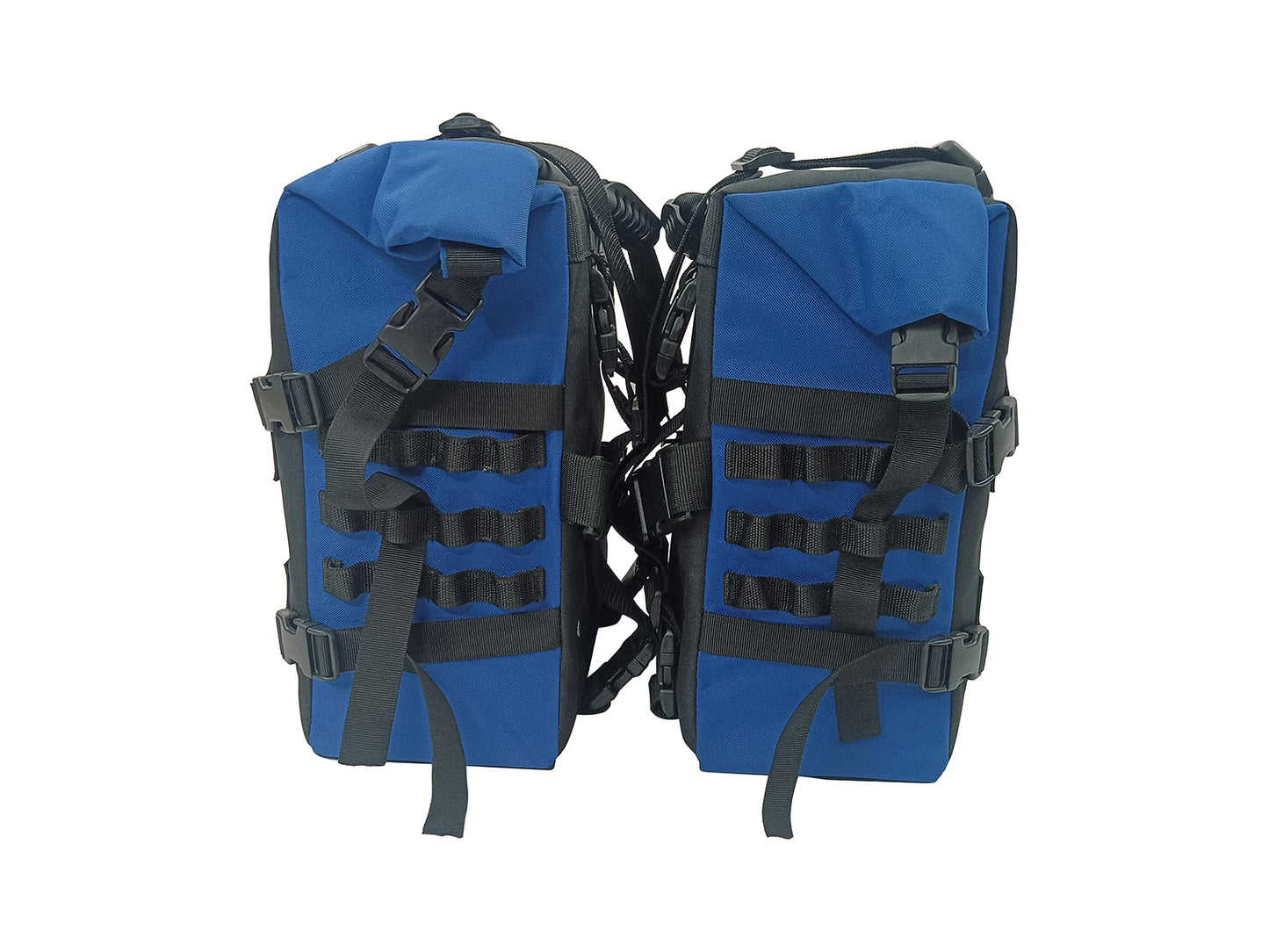 For Royal Enfield Hunter 350 Canvas Pannier Bags & Mounting Black & Blue D25