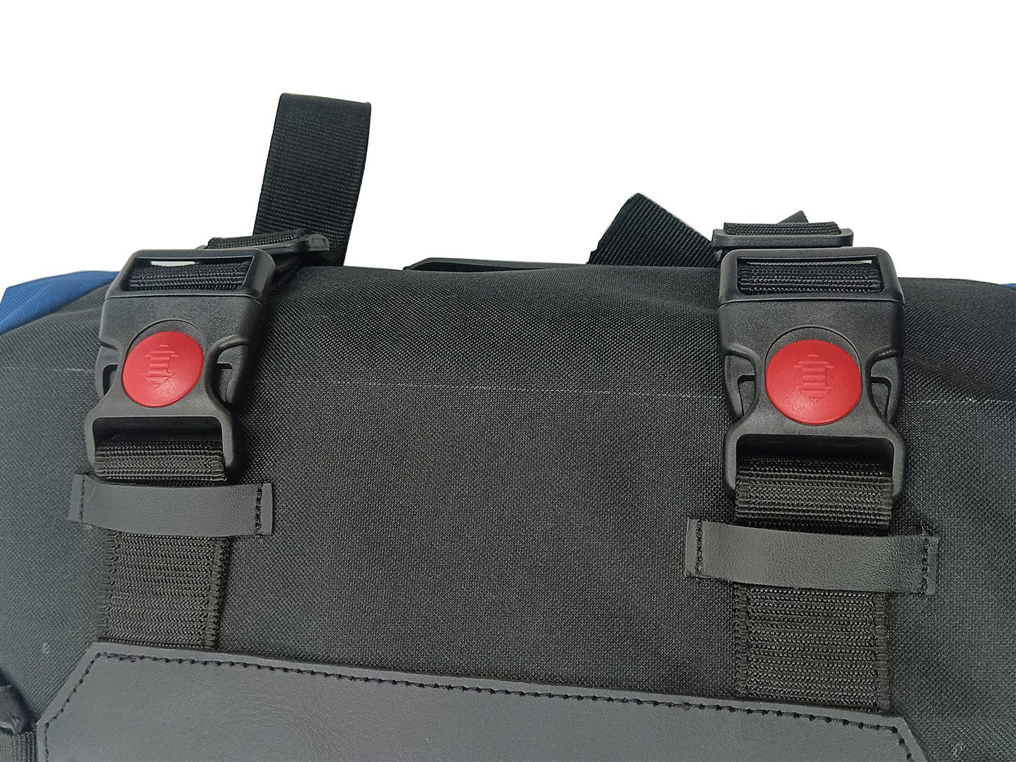 For Royal Enfield Hunter 350 Canvas Pannier Bags & Mounting Black & Blue D25