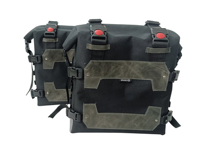 For Royal Enfield Hunter 350 Canvas Pannier Bags & Mounting Charcol Black D26