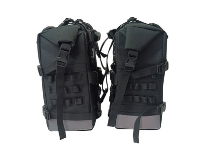 For Royal Enfield Hunter 350 Canvas Pannier Bags & Mounting Charcol Black D26