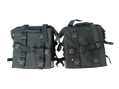 For Royal Enfield Hunter 350 Canvas Pannier Bags & Mounting Charcol Black D26
