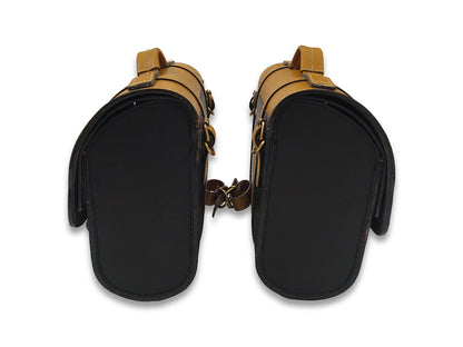For Royal Enfield Hunter 350 Leather Pannier Bags With Tank Pouch & Mounting D1