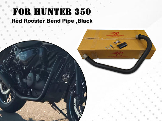 For Royal Enfield Hunter 350 Red Rooster Header Pipe Bend Pipe Black