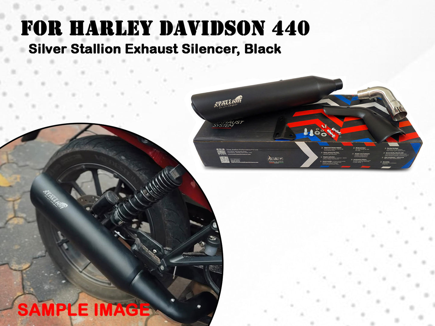 For Harley Davidson 440 Silver Stallion Stainless Steel Exhaust Silencer Black