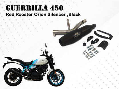 For Royal Enfield Guerrilla 450 Red Rooster Orion Exhaust Silencer Black
