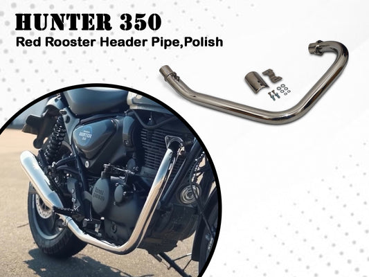 For Royal Enfield Hunter 350 Red Rooster Header Pipe Bend Pipe Polish