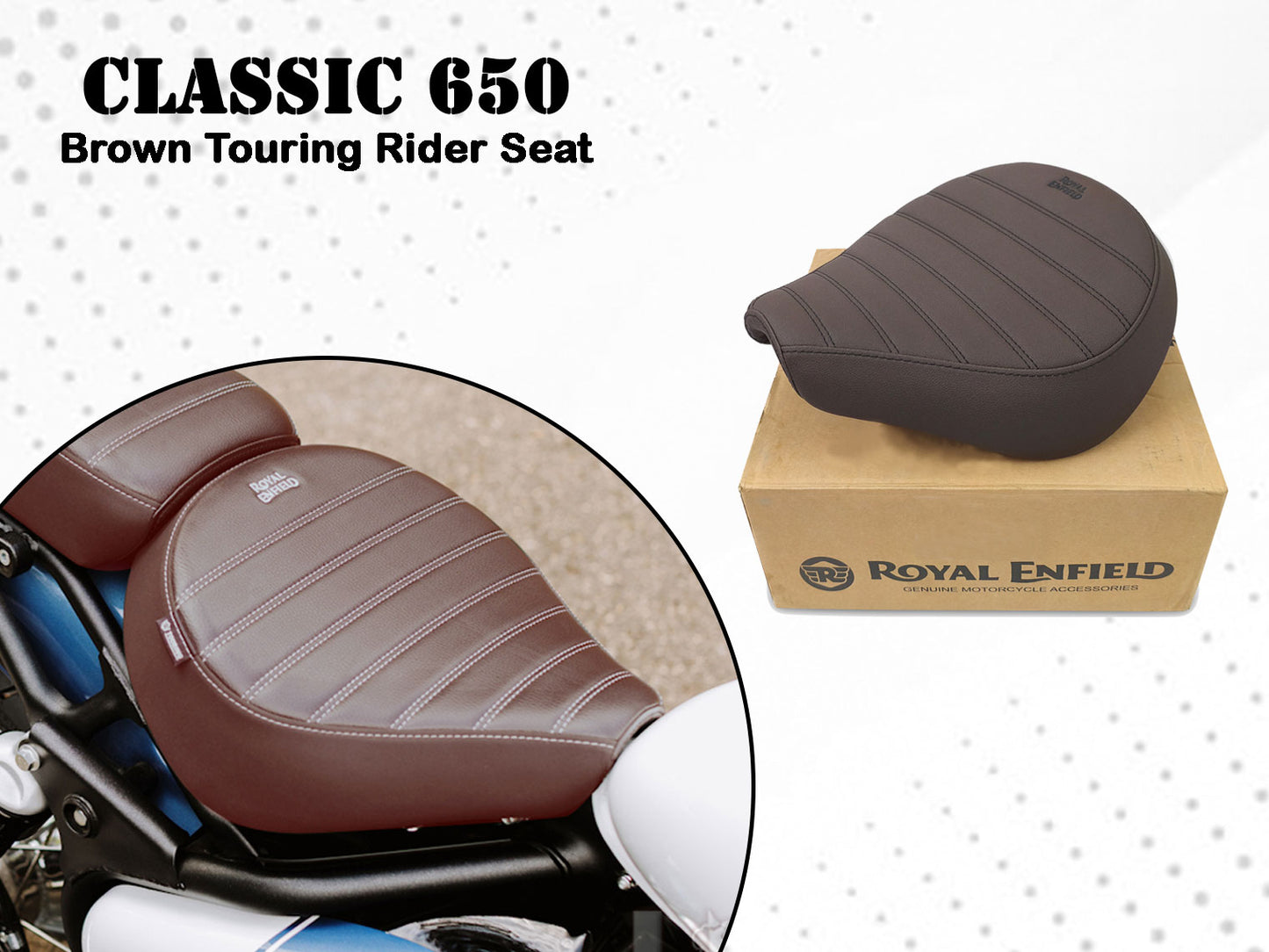 Genuine Royal Enfield Classic 650 Signature Front Rider Solo Seat Brown