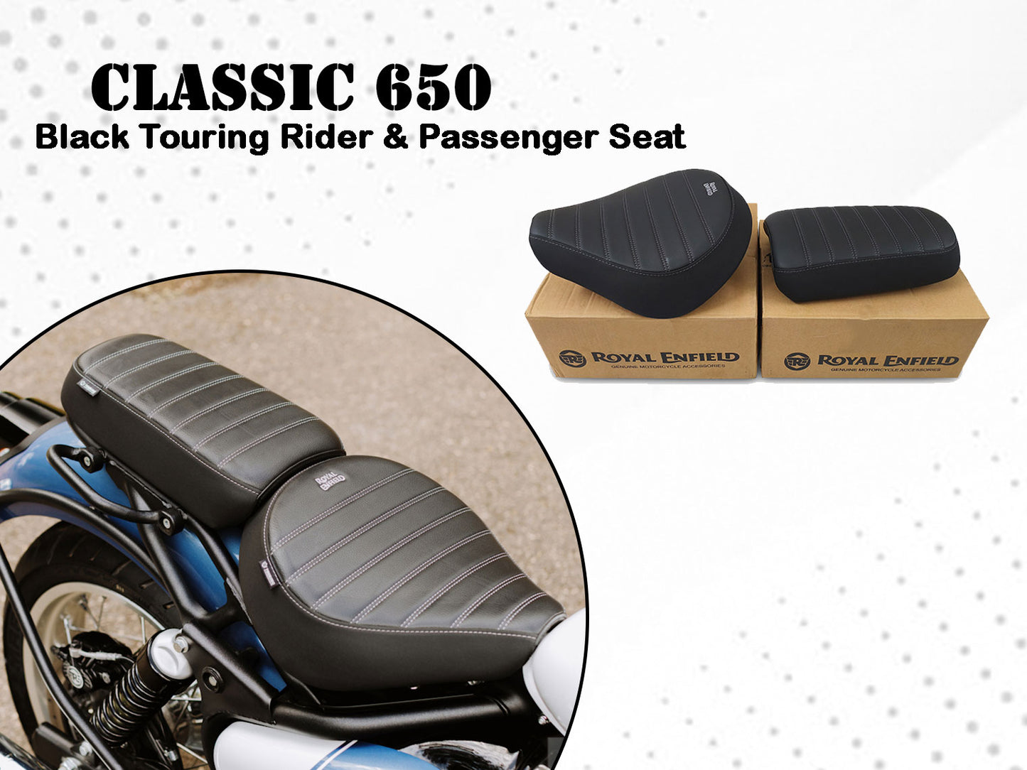 Genuine Royal Enfield Classic 650 Signature Front & Rear Seat Black