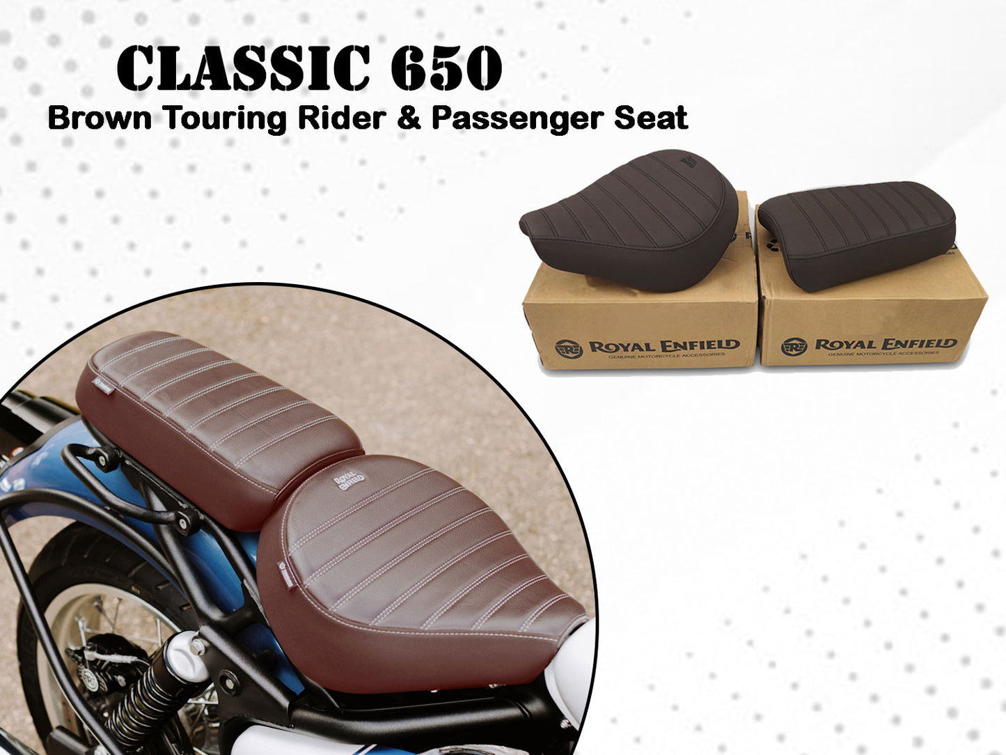 Genuine Royal Enfield Classic 650 Signature Front & Rear Seat Brown