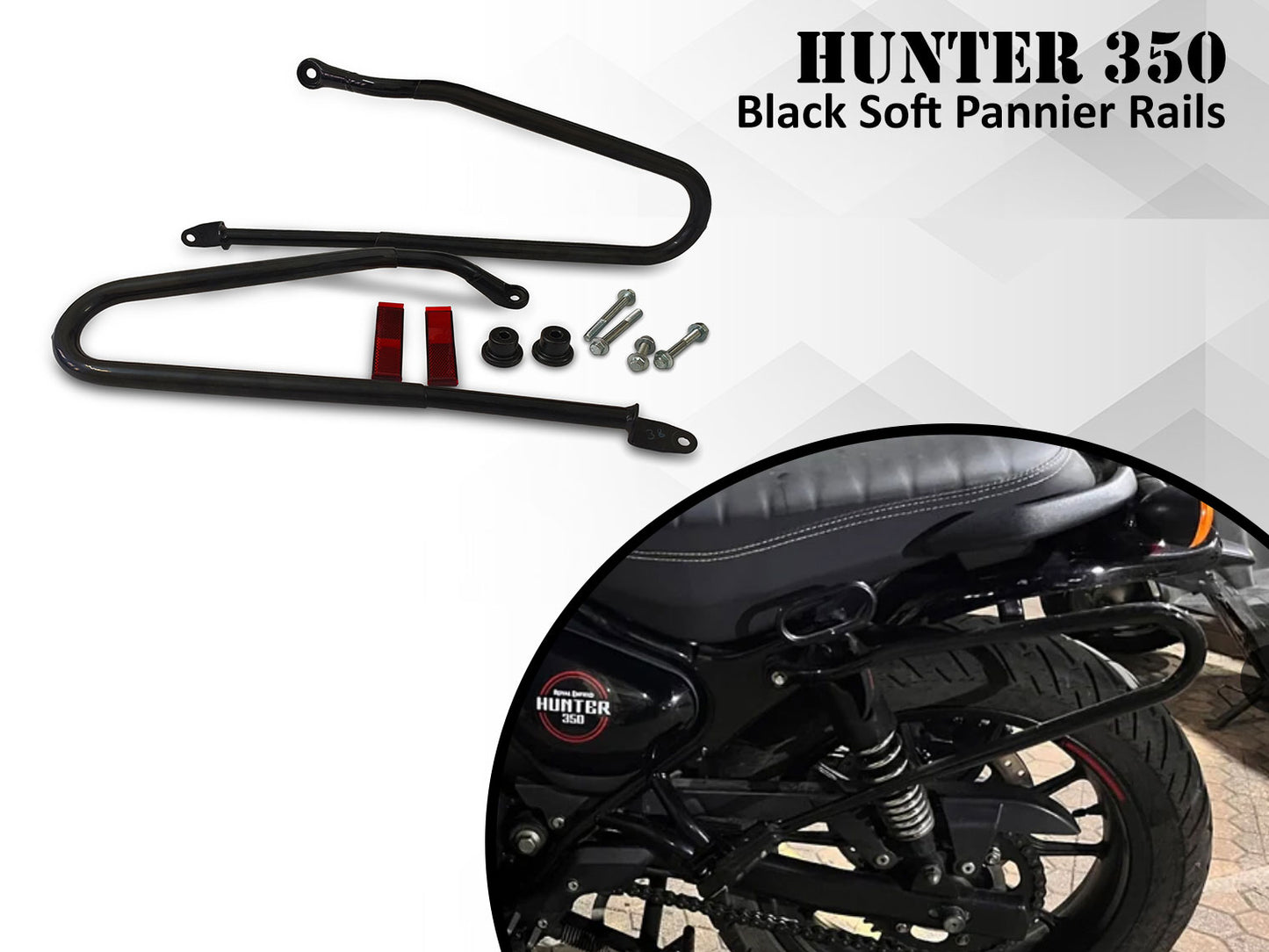 Genuine Royal Enfield Hunter 350 Soft Pannier Rails Black