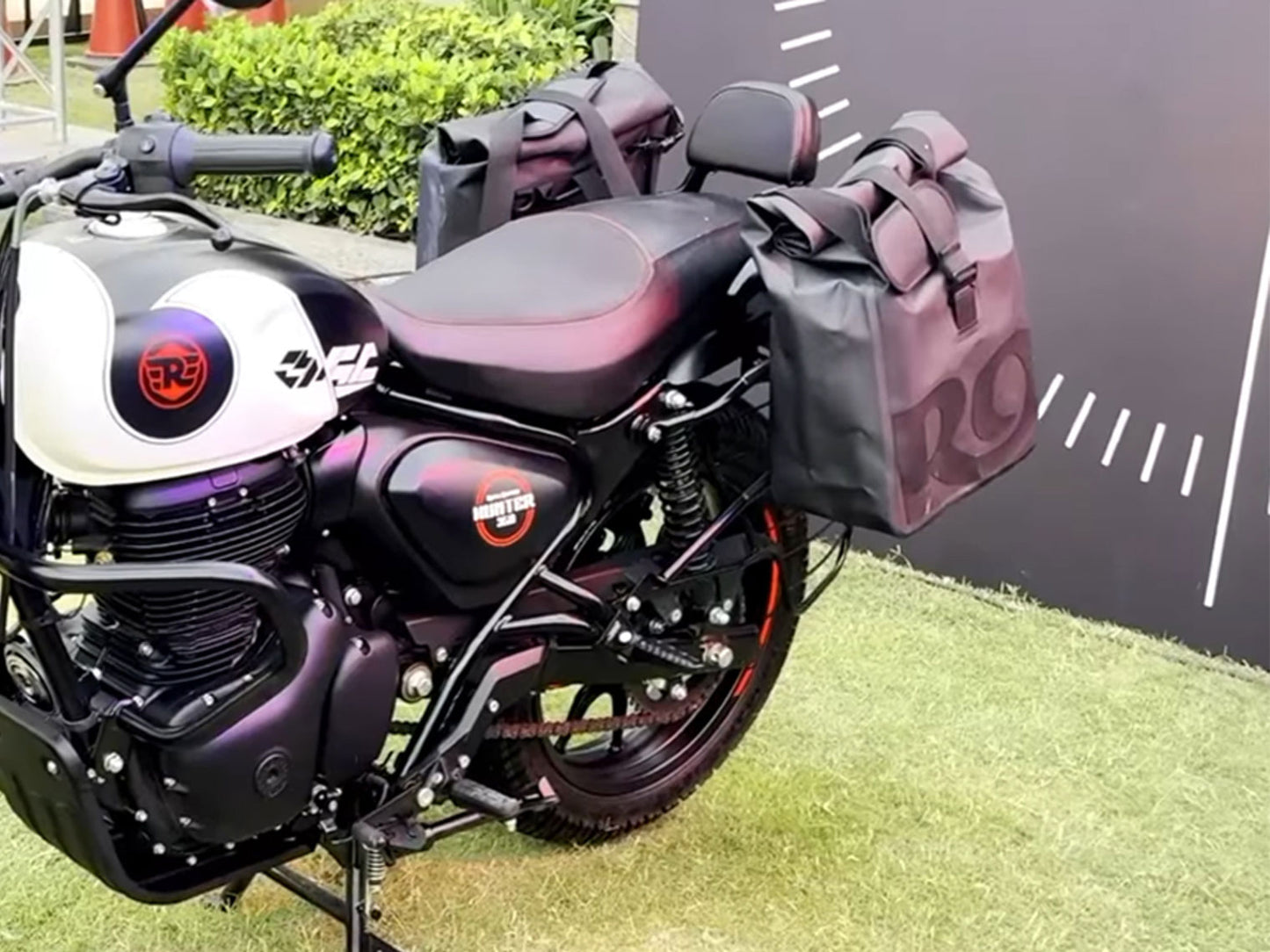 Genuine Royal Enfield Hunter 350 Soft Pannier Rails & Modern Soft Panniers Black