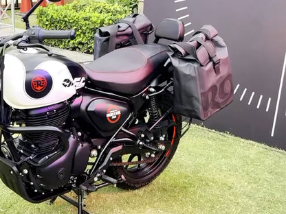 Genuine Royal Enfield Hunter 350 Soft Pannier Rails & Modern Soft Panniers Black