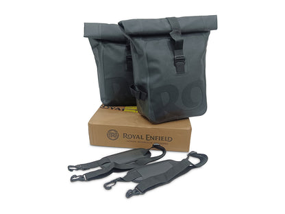 Genuine Royal Enfield Hunter 350 Soft Pannier Rails & Modern Panniers Bags Black