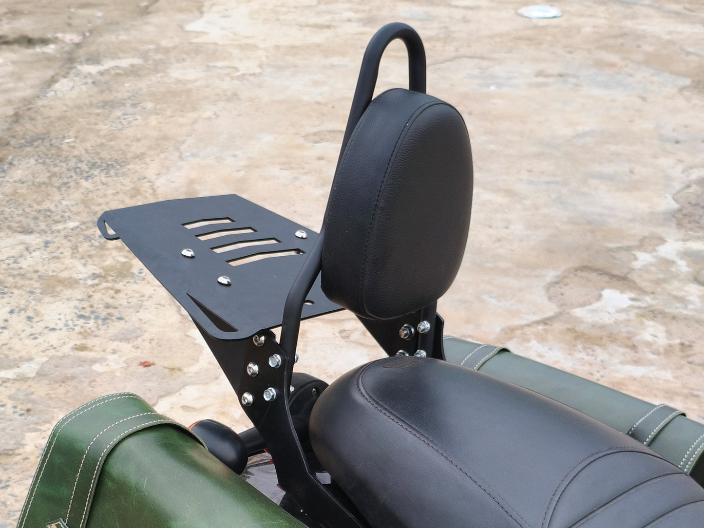 For Royal Enfield Hunter 350 Sissy Bar With Backrest And Luggage Rack Black