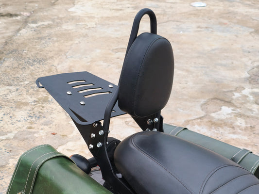 For Royal Enfield Hunter 350 Sissy Bar With Backrest And Luggage Rack Black