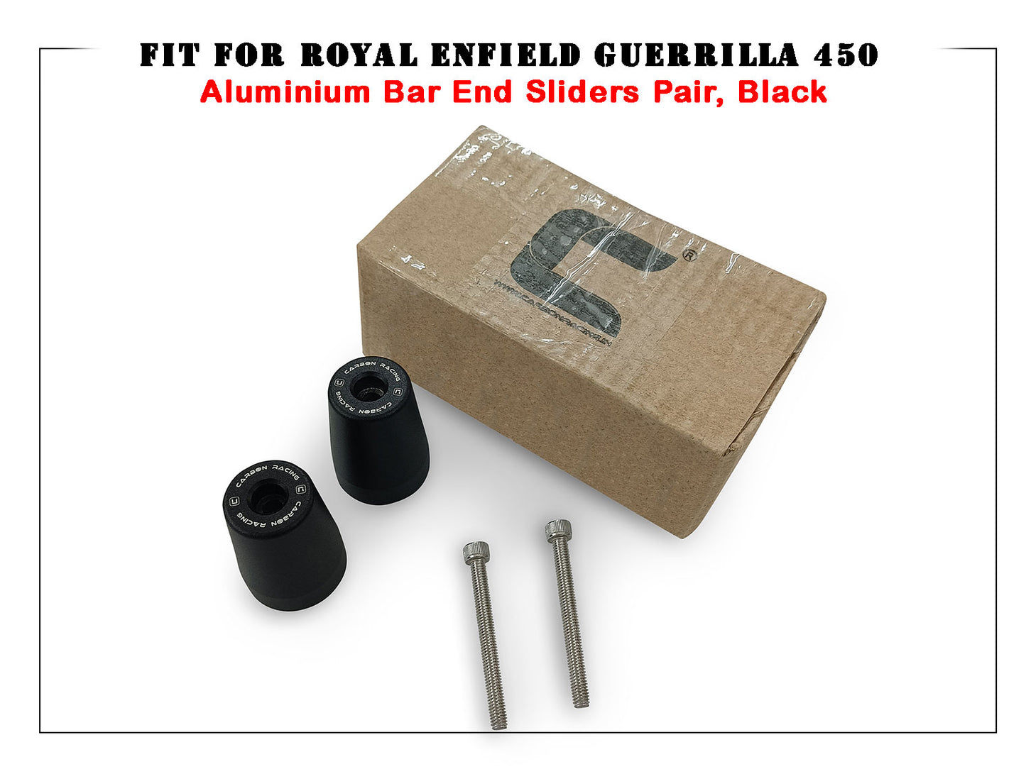 For Royal Enfield Guerrilla 450 Aluminium Bar End Sliders Pair, Black