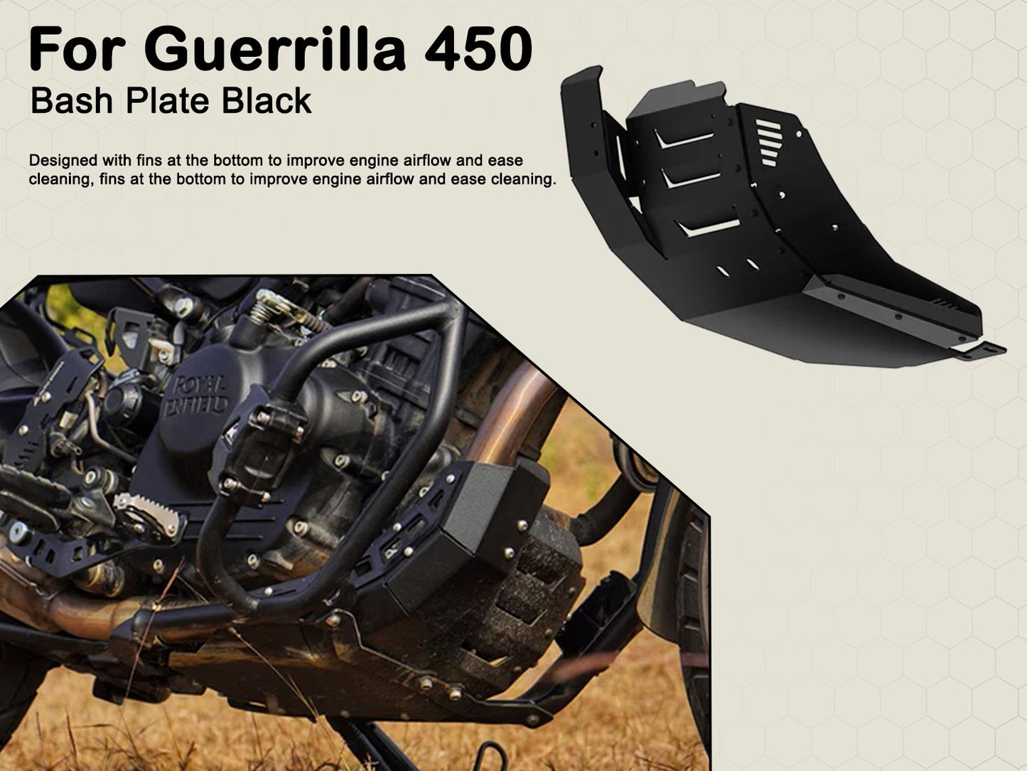 For Royal Enfield Guerrilla 450 Bash Plate Sumpguard Black