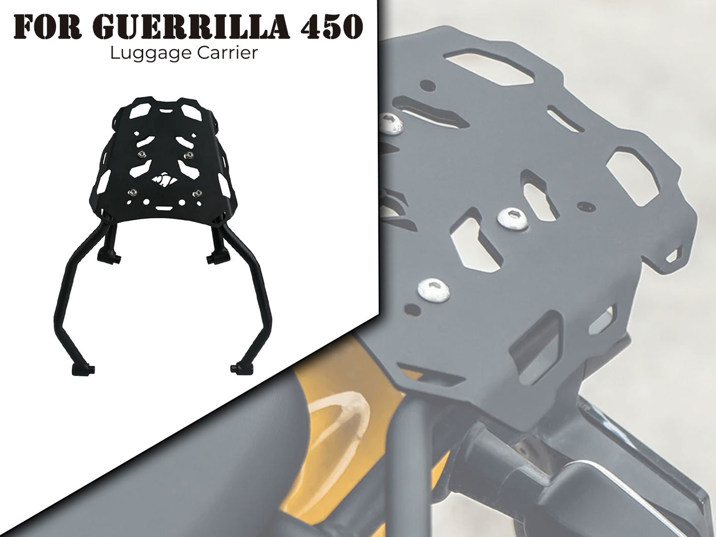 For Royal Enfield Guerrilla 450 Rear Luggage Rack With Plate Black