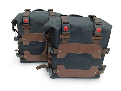 For Royal Enfield Guerrilla 450 Saddle Pannier Bags Pair Black & Brown D3