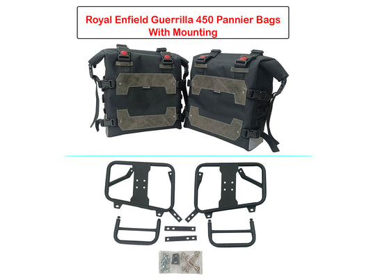 For Royal Enfield Guerrilla 450 Canvas Pannier Bags With Mounting D3