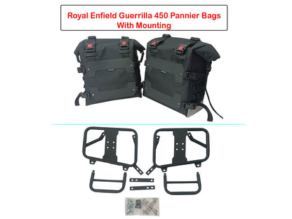 For Royal Enfield Guerrilla 450 Canvas Pannier Bags With Mounting D4