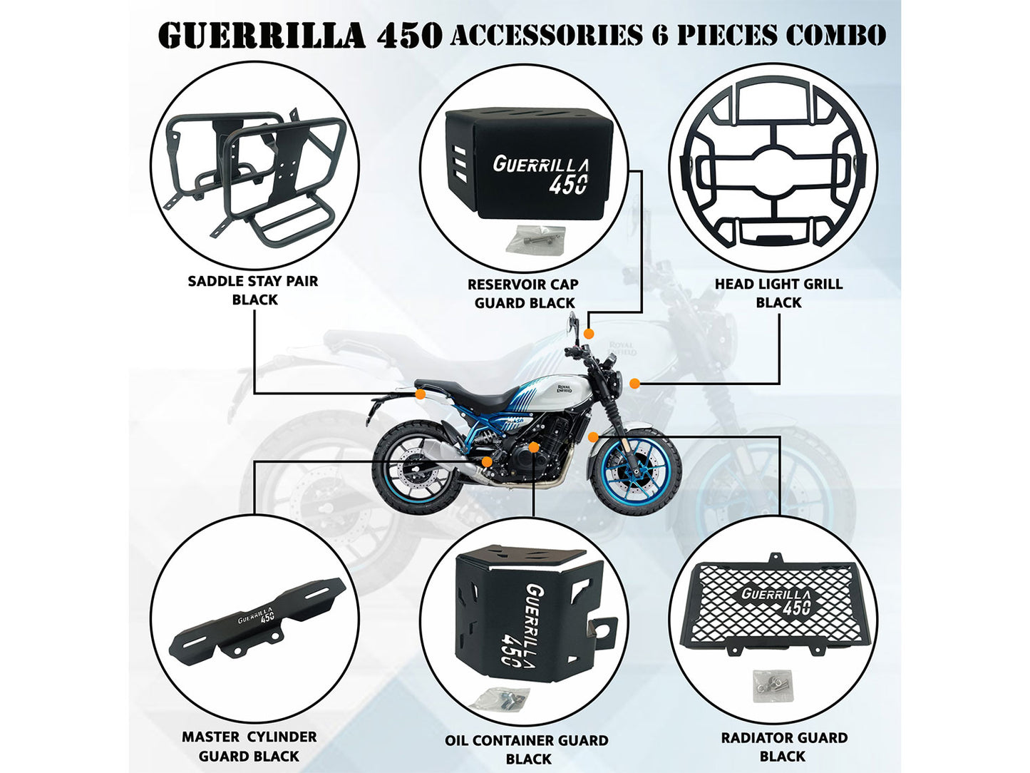 For Royal Enfield Guerrilla 450 3 Pcs Accessories Combo Pack CP-5