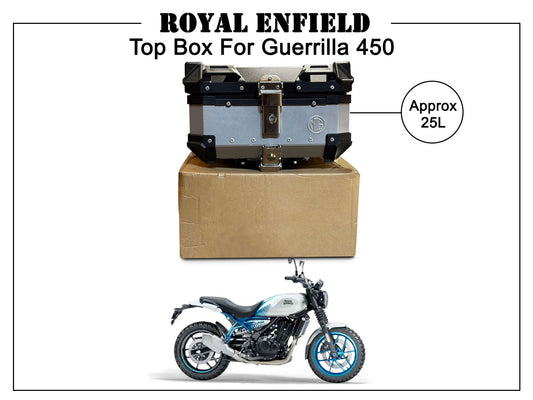 For Royal Enfield Guerrilla 450 Pannier Top Box Black & Silver 25L
