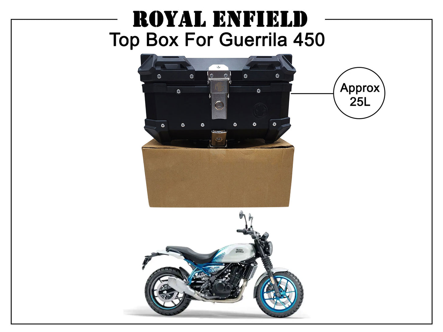 For Royal Enfield Guerrilla 450 Pannier Top Box Black 25L