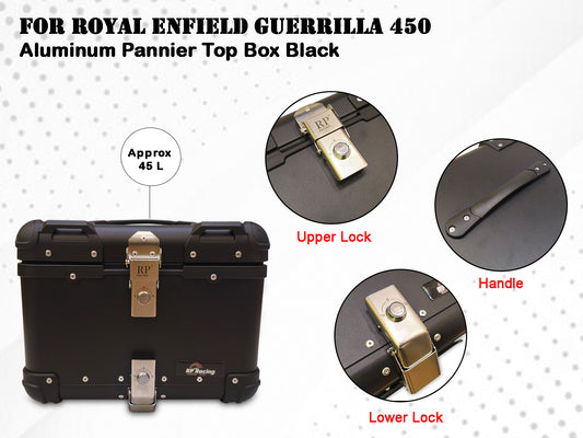 For Royal Enfield Guerrilla 450 Aluminum Pannier Top Box Black 45L D2