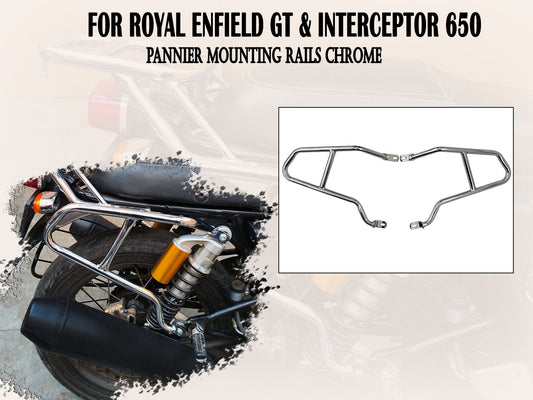 For Royal Enfield GT & Interceptor 650 Pannier Mounting Rails Chrome