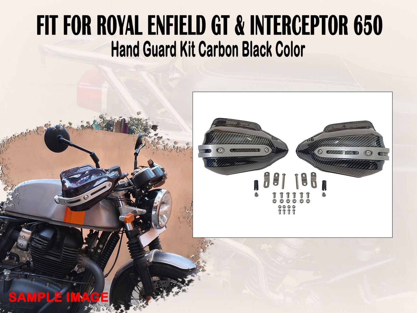 For Royal Enfield GT & Interceptor 650 Carbon Black Color Hand Guard Kit