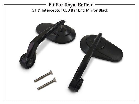For Royal Enfield GT & Interceptor 650 Bar End Mirror Black D3