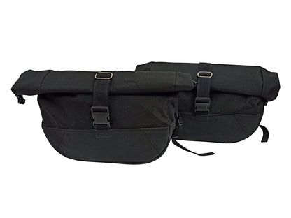 For Royal Enfield GT & Interceptor 650 Leather & Soft Canvas Pannier Bags D1