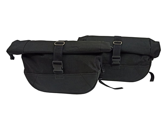 For Royal Enfield GT & Interceptor 650 Leather & Soft Canvas Pannier Bags D1